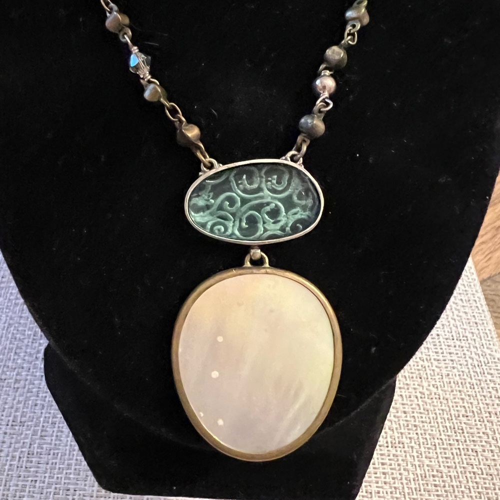 Silpada mother of pearl and brass necklace